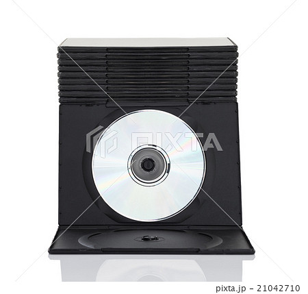 Dvd boxes with disc on white background 21042710