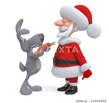 3d Santa Claus and hare with carrot 3d Santa Claus and hare with carrot 21042849