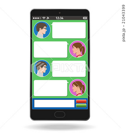スマートフォンとsnsの会話イメージ ベクターイラストのイラスト素材