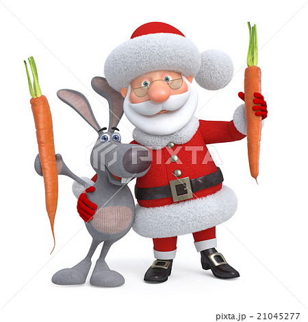 3d Santa Claus and hare with carrot 3d Santa Claus and hare with carrot 21045277