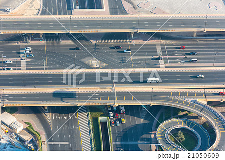 Top view of highway interchange in Dubai Top view of highway interchange in Dubai 21050609