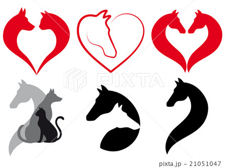 Cat, dog, horse heart, vector set 21051047