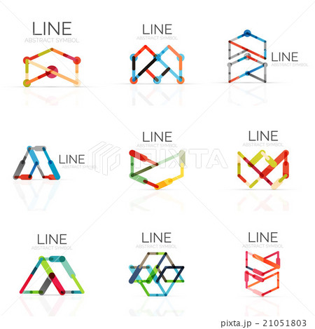 Set of linear abstract logos, connected Set of linear abstract logos, connected 21051803