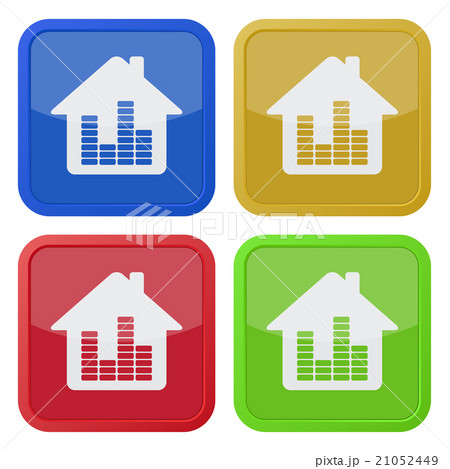set of four square icons - house with equalizer 21052449