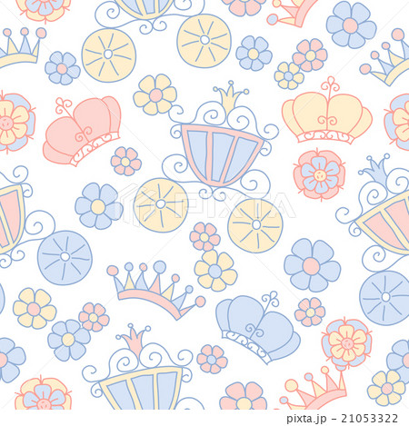 Hand drawn vector seamless princess pattern 21053322