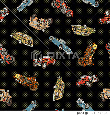 クラシックカーを手描きでパターンに 21067808