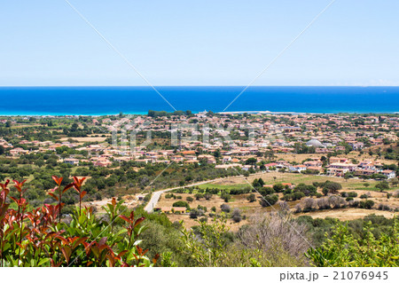 cityscape of San Teodoro with coast in Sardinia cityscape of San Teodoro with coast in Sardinia 21076945