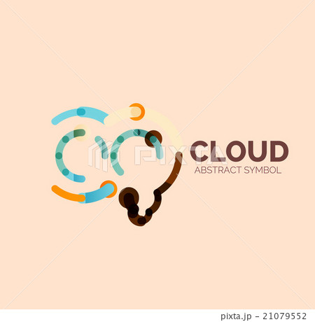 Flat linear design speech cloud logo. Talk bubble 21079552