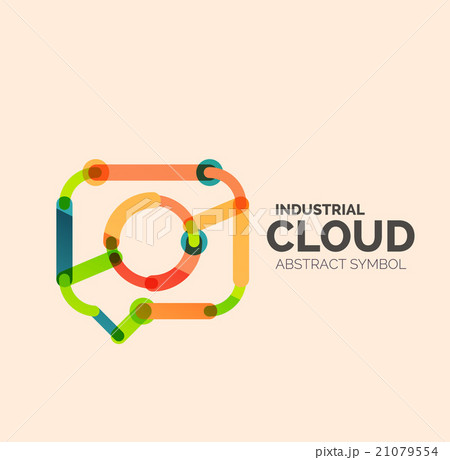 Flat linear design speech cloud logo. Talk bubble 21079554