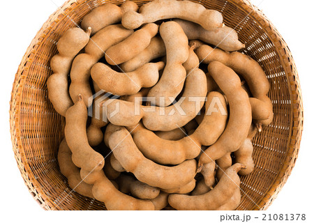 The tamarind pods ripen in basket The tamarind pods ripen in basket 21081378
