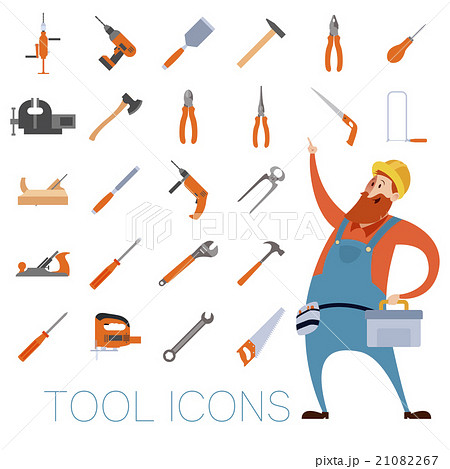 Tool icons set with a worker 21082267