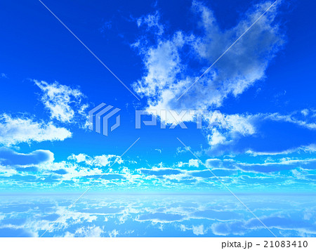 雲と空鏡面反射のイラスト素材