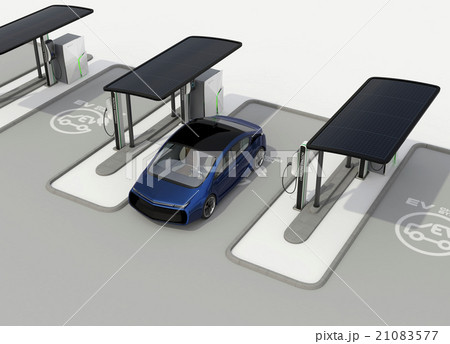 パブリック電気自動車の充電ポイントコンセプト。急速充電器の他、ソーラーパネル、バッテリーも装備 パブリック電気自動車の充電ポイントコンセプト。急速充電器の他、ソーラーパネル、バッテリーも装備 21083577