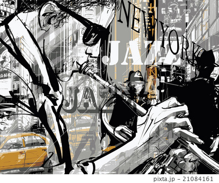 Jazz trumpet player in a street of New york Jazz trumpet player in a street of New york 21084161