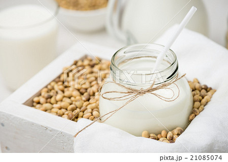 Soy milk in a glass jar Soy milk in a glass jar 21085074