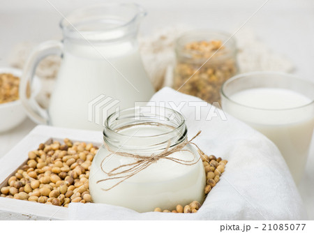 Soy milk in a glass jar Soy milk in a glass jar 21085077