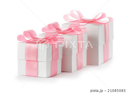 Gift white box with pink satin ribbon 21085083