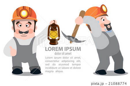 Miners with a pickaxe and a kerosene lamp 21088774