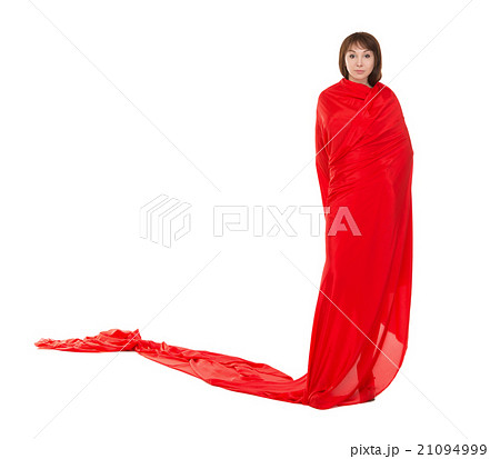 Beautiful Woman in Red Long Dress 21094999