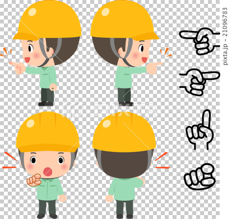 指差し確認するヘルメット姿の男性 指差し確認するヘルメット姿の男性 21096783