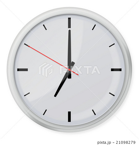 Round wall clock with shadows isolated on white  21098279