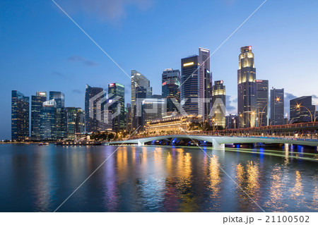 Colorful Singapore business district skyline. Colorful Singapore business district skyline. 21100502