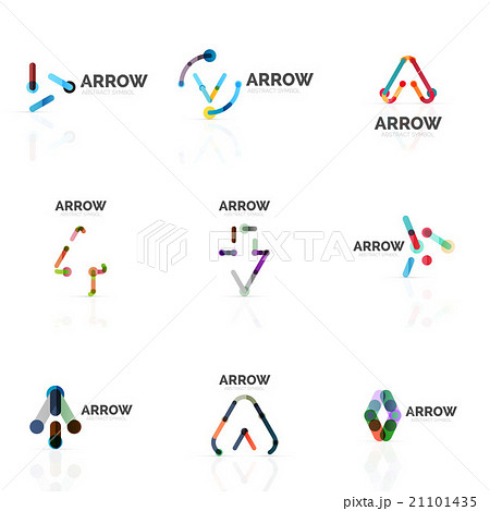 Set of linear arrow abstract logos, connected 21101435