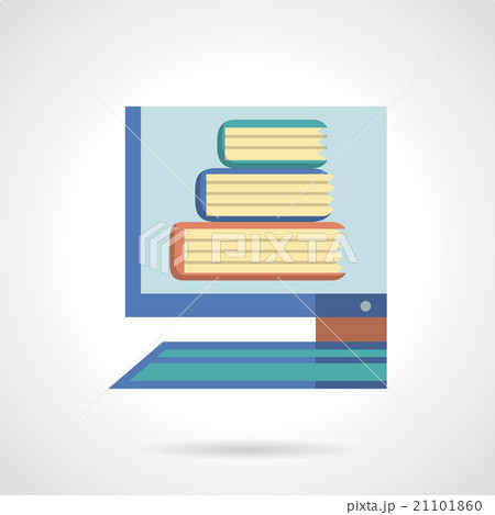 Online library flat color design vector icon 21101860