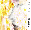 Watercolor girl's face in profile picture  21102131