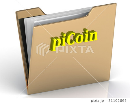 piCoin- bright color letters on a gold folder 21102865