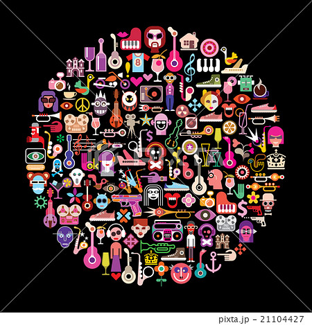 Vector art collage on black 21104427