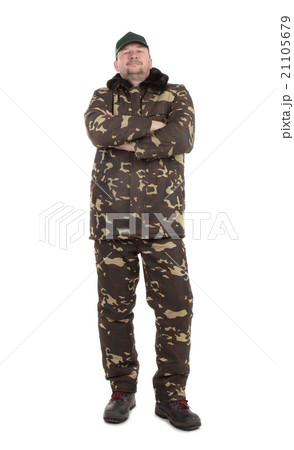 Worker in Camouflage winter jacket. Worker in Camouflage winter jacket. 21105679
