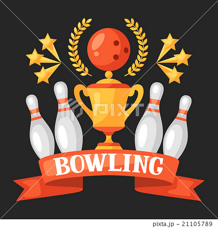 Bowling emblem with game objects. Image for 21105789