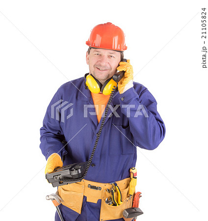Worker talking on the phone. Worker talking on the phone. 21105824