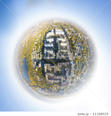 Aerial city view with crossroads, roads, houses Aerial city view with crossroads, roads, houses 21106029