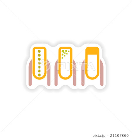 stylish paper sticker on white background manicure 21107360