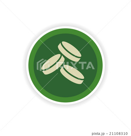 stylish paper sticker on white background coins stylish paper sticker on white background coins 21108310