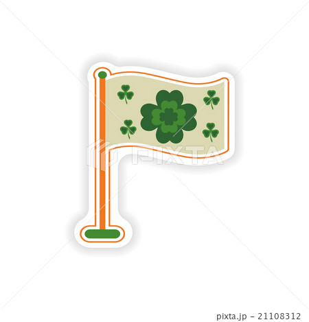 stylish paper sticker on white background flag 21108312