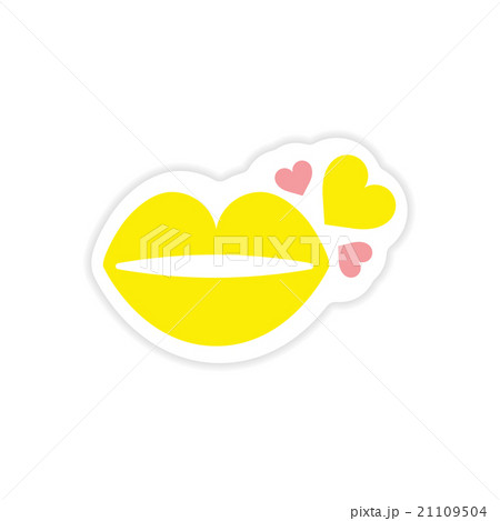 paper sticker on white background kiss heart 21109504