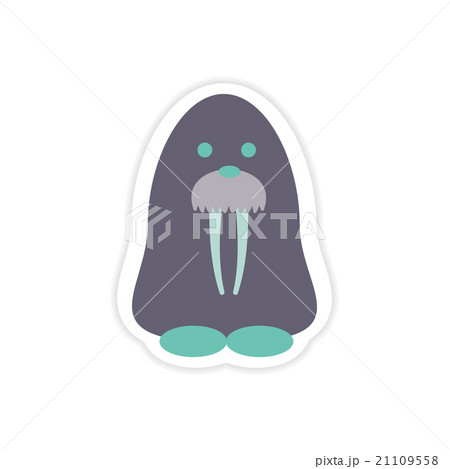 paper sticker on white background Arctic walrus 21109558