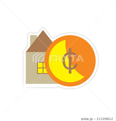 stylish sticker on paper House and money 21109812