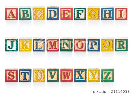 Colorful wood alphabet blocks isolated on white 21114058