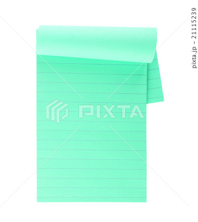 Green lined note paper isolated on white background 21115239