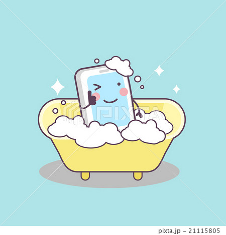 cute cartoon cellphone taking shower 21115805