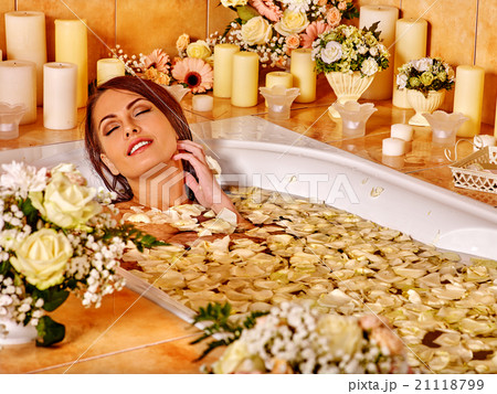 Woman at luxury spa. 21118799