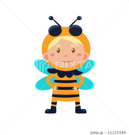 Child Wearing Costume of Bee. Vector Illustration 21123389