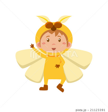 Child Wearing Costume of Yellow Butterfly. Vector Child Wearing Costume of Yellow Butterfly. Vector 21123391