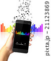 Hand holding smart phone with music notes 21123869