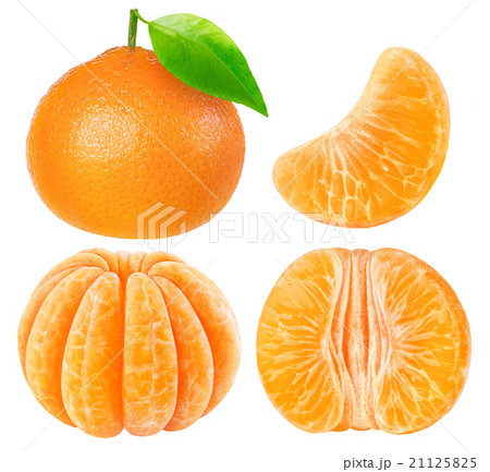 Collection of isolated tangerine pieces Collection of isolated tangerine pieces 21125825