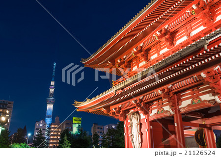 浅草寺のライトアップ 21126524